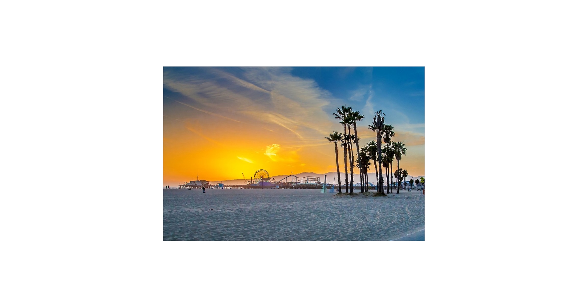 ポスター　写真　ベニスビーチ　フレーム付き Amazon.co.jp: ベニスビーチ カリフォルニア観覧車 日没風景